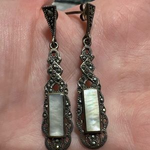 Marcasite drop earrings with iridescent stones